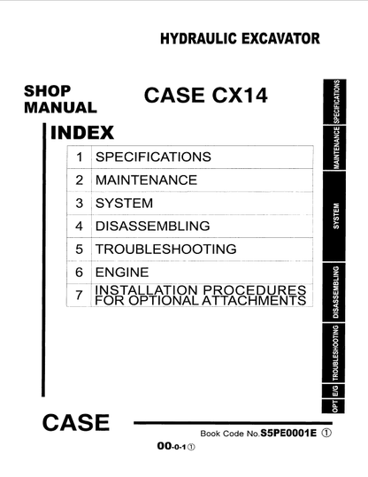 Case CX14 Hydraulic Excavator Pdf Repair Service Manual (Pb. No. 6-49190)