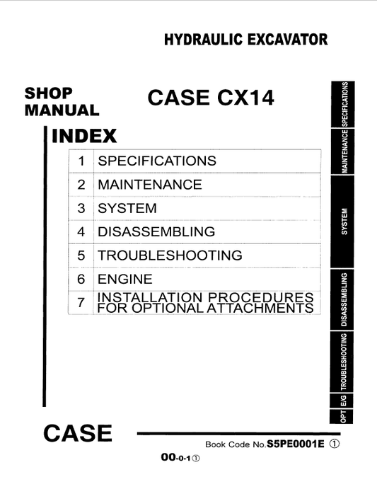 Case CX14 Hydraulic Excavator Pdf Repair Service Manual (Pb. No. 6-49190)