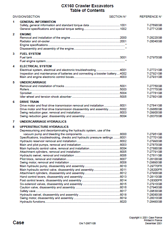 Case CX160 Crawler Excavator Pdf Repair Service Manual