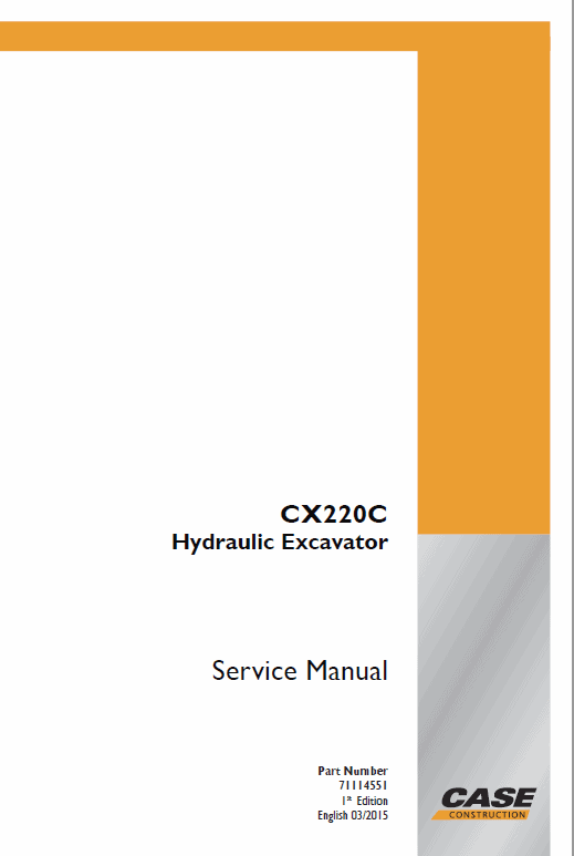 Case CX220C Hydraulic Excavator Pdf Repair Service Manual (Pb. No. 71114551)