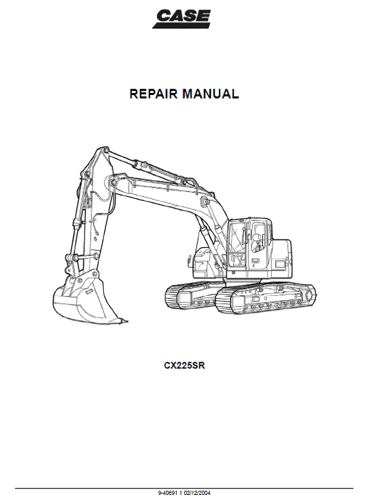 Case CX225SR Crawler Excavator Pdf Repair Service Manual (Tier 3)