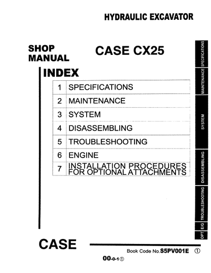 Case CX25 Hydraulic Excavator Pdf Repair Service Manual (Pb. No. 6-49200)