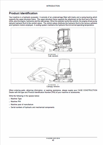 Case CX26C Mini Excavator Pdf Repair Service Manual (Pb. No. 51422585) 3