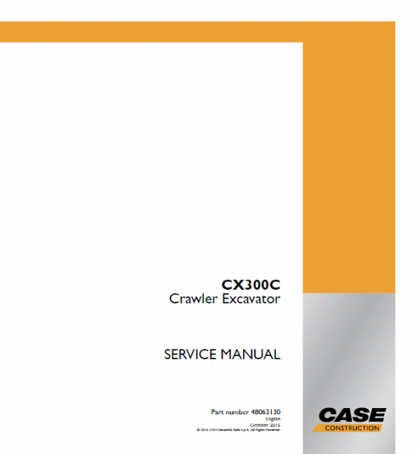 Case CX300C Crawler Excavator LC Version Pdf Repair Service Manual (Pb. No. 48063130)