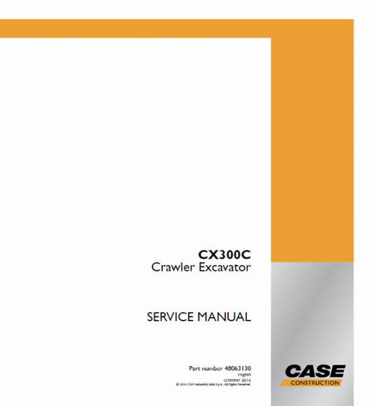 Case CX300C Crawler Excavator LC Version Pdf Repair Service Manual (Pb. No. 48063130)