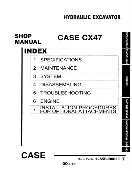 Case CX47 Hydraulic Excavator Pdf Repair Service Manual (Pb. No. 6-49220)