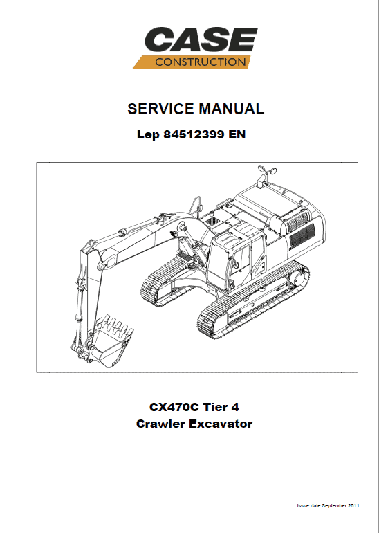 Case CX470C Crawler Excavator Pdf Repair Service Manual (Pb. No. 84512399)