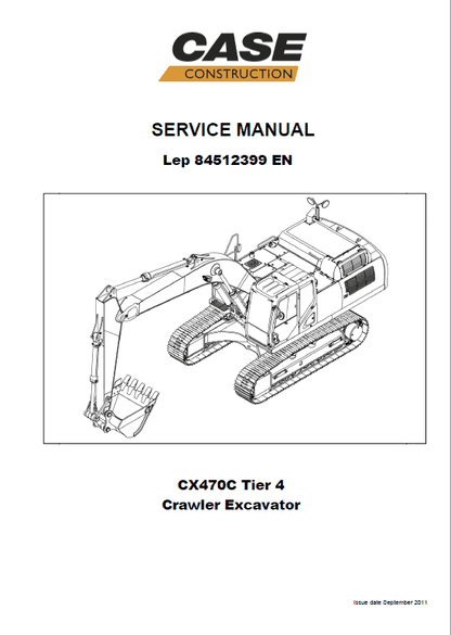 Case CX470C Crawler Excavator Pdf Repair Service Manual (Pb. No. 84512399) 2