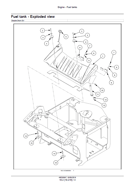 Case DV209B Double Drum Compactor Pdf Repair Service Manual (Pb. No. 48038047 1st Edition English August 2016)