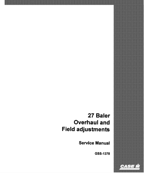Case IH 27, 37 Baler Overhaul Pdf Service Manual