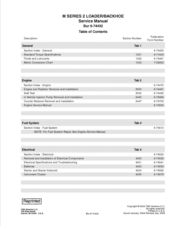 Case Loader Backhoe M Series 2 Pdf Repair Service Manual (Pb. No. 6-74432)