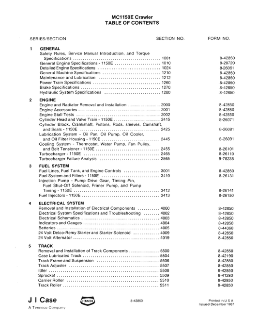 Case MC1150E Crawler Dozer Pdf Repair Service Manual (Pb. No. 8-42850)