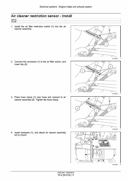 Case SR175, SV185 Skid Steer Loader Pdf Repair Service Manual (Pb. No. 47711658)