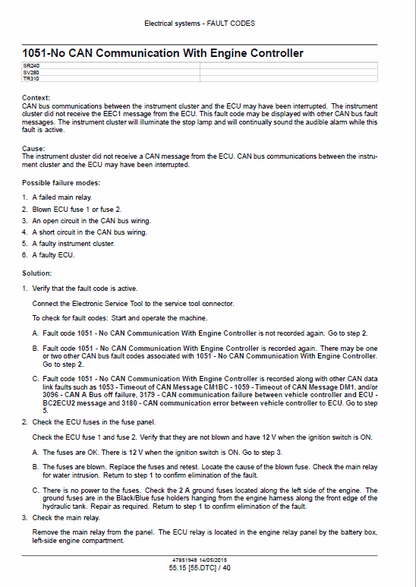 Case SR210, SR240, SV280 Skid Steer Loader and TR270, TR310 Compact Track Loader Pdf Repair Service Manual (Pb. No. 47683916) 2