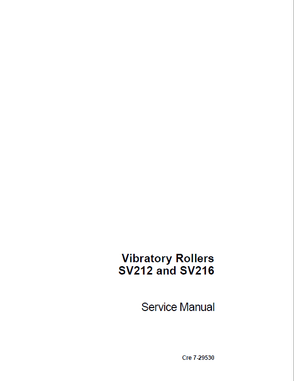 Case SV212, SV216 Vibratory Rollers Pdf Repair Service Manual