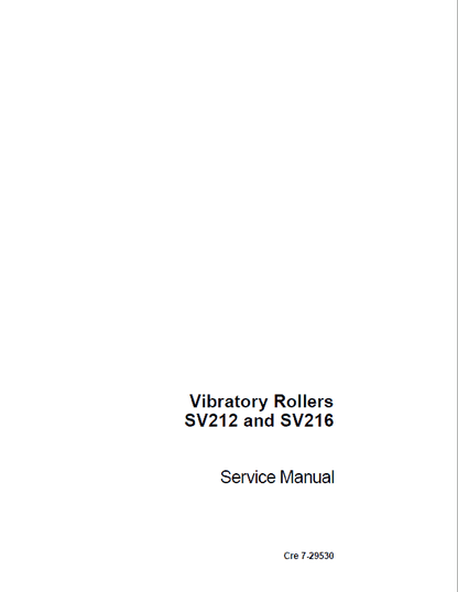 Case SV212, SV216 Vibratory Rollers Pdf Repair Service Manual