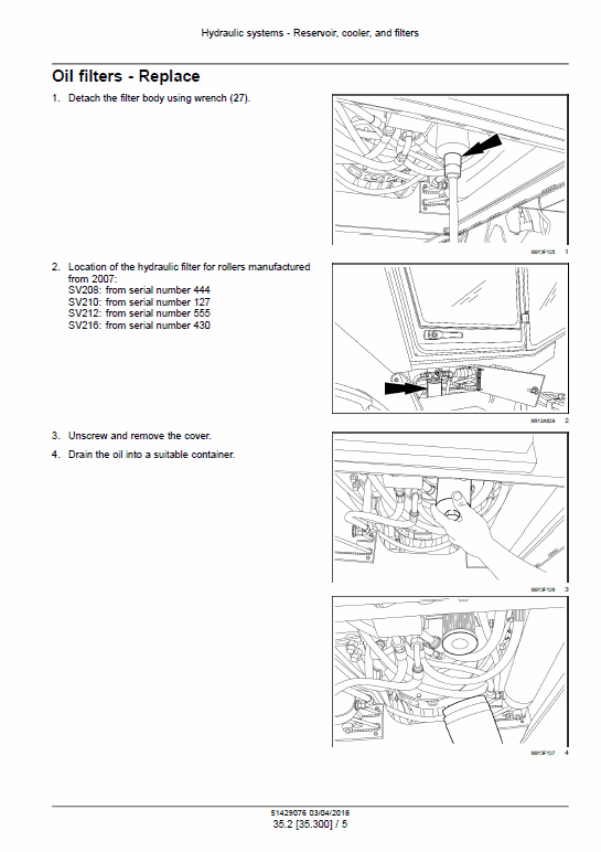 Case SV212D, SV216D Vibratory Roller Pdf Repair Service Manual (Tier 4b (final) 2018)