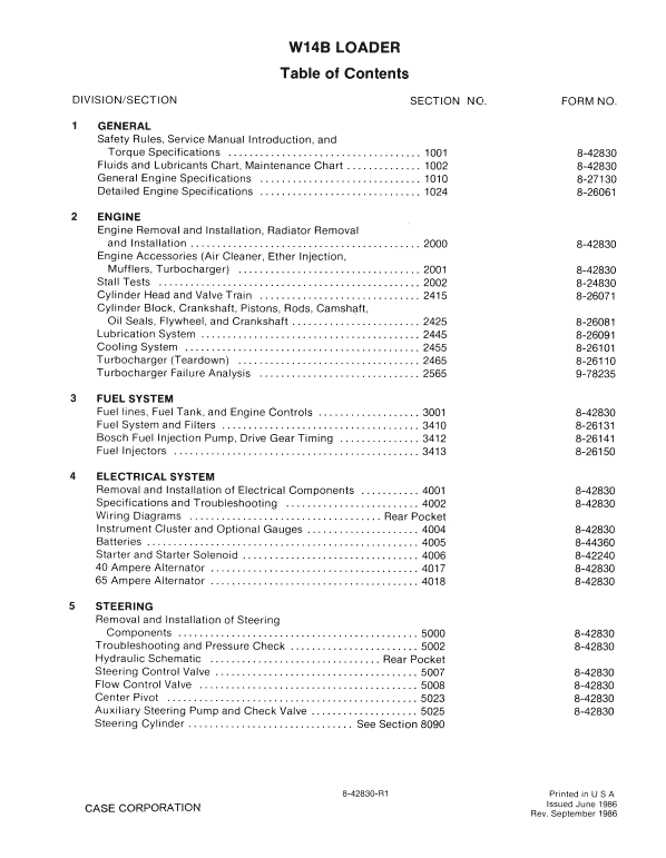 Case W14B Loader Pdf Repair Service Manual