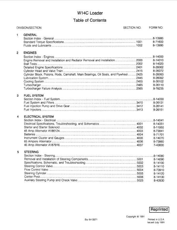 Case W14C Wheel Loader Pdf Repair Service Manual