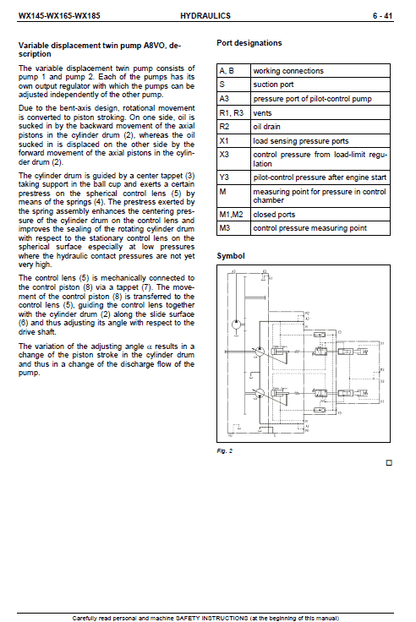 Case Wx145, Wx165, Wx185 Hydraulic Excavator Pdf Repair Service Manual (Pb. No. 9-91221) 2