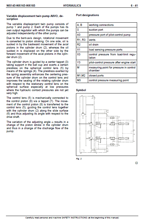 Case Wx145, Wx165, Wx185 Hydraulic Excavator Pdf Repair Service Manual (Pb. No. 9-91221)