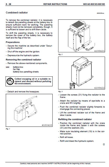 Case Wx145, Wx165, Wx185 Hydraulic Excavator Pdf Repair Service Manual (Pb. No. 9-91221) 3