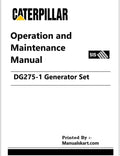 Caterpillar DG275-1 Generator Set Pdf Operation and Maintenance Manual KM7