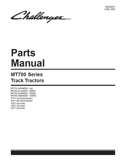 Caterpillar MT735, MT745, MT755, MT765 Challenger Parts Catalog Manual