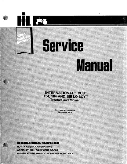 Cub Cadet 154, 184 and 185 Tractor Garden Tractor Mower Pdf Repair Service Manual