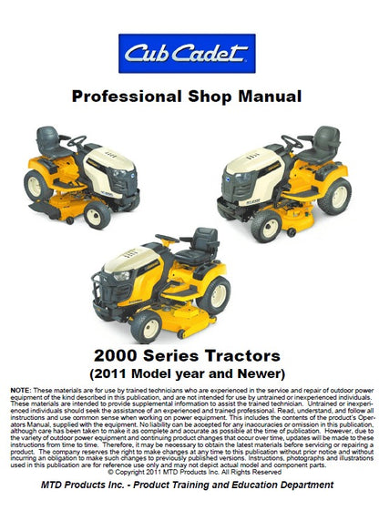 Cub Cadet 2000 Series Tractor Pdf Repair Service Manual