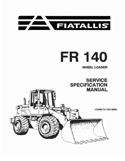 Fiat FR140 Wheeled Loaders Pdf Repair Service Manual (75314894)