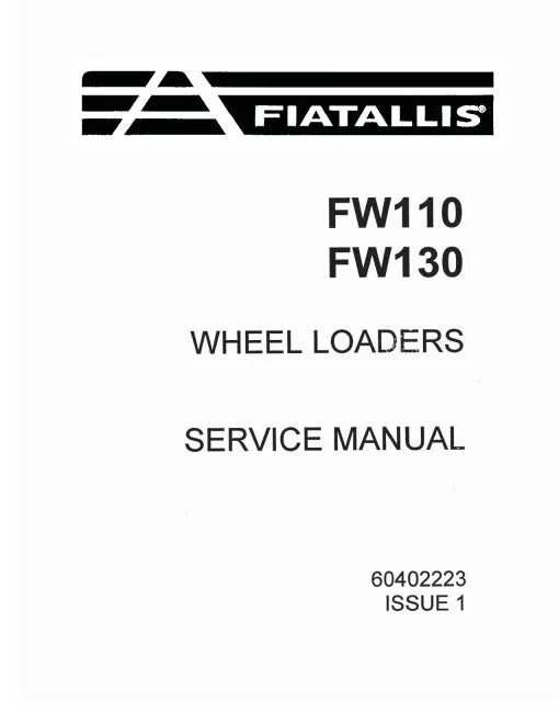 Fiat FW110 and FW130 Wheeled Loaders Pdf Repair Service Manual (60402223)