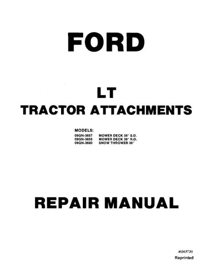 Ford 09GN-3657 Mower, 09GN-3658 Mower and 09GN-3660 Snow Thrower Attachments Pdf Repair Service Manual (40365730)