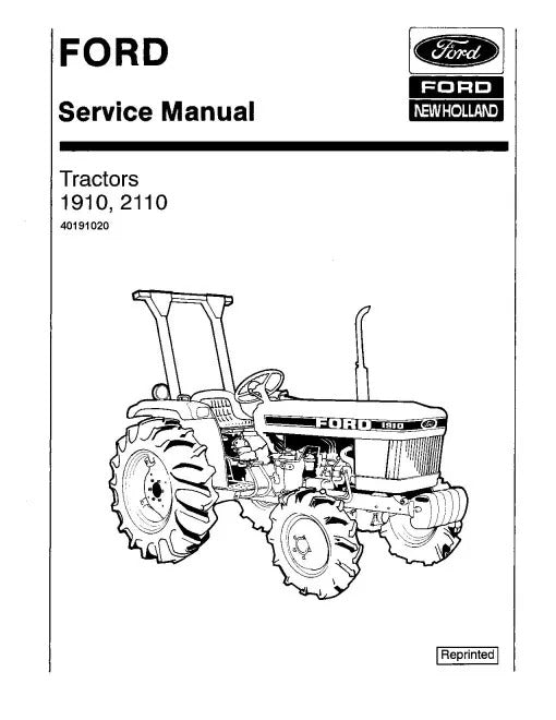 Ford 1910 and 2110 Tractors Pdf Repair Service Manual (40191020-SE4370)