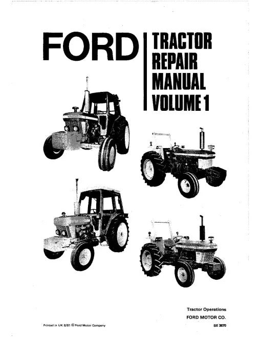 Ford 2910, 3910, 4110, 4610, 5610, 6610, 6710, 7610, 7710 and 8210 Tractors Pdf Repair Service Manual (81921357-SE3870)