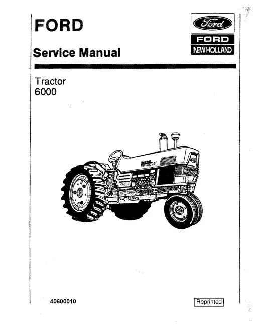Ford 6000 Tractors Pdf Repair Service Manual (40600010-SE8799)