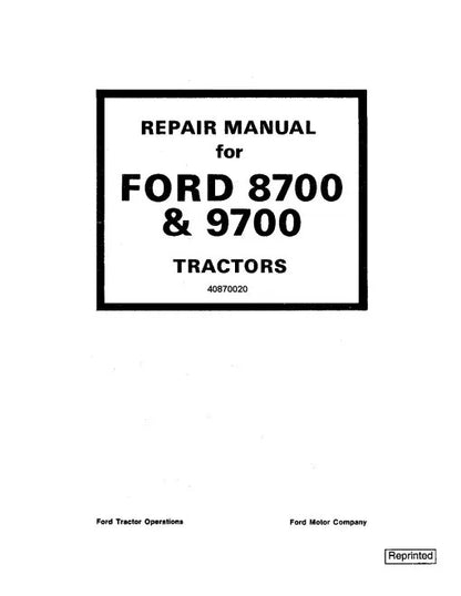 Ford 8700 and 9700 Tractors Pdf Repair Service Manual (40870020-SE3700)