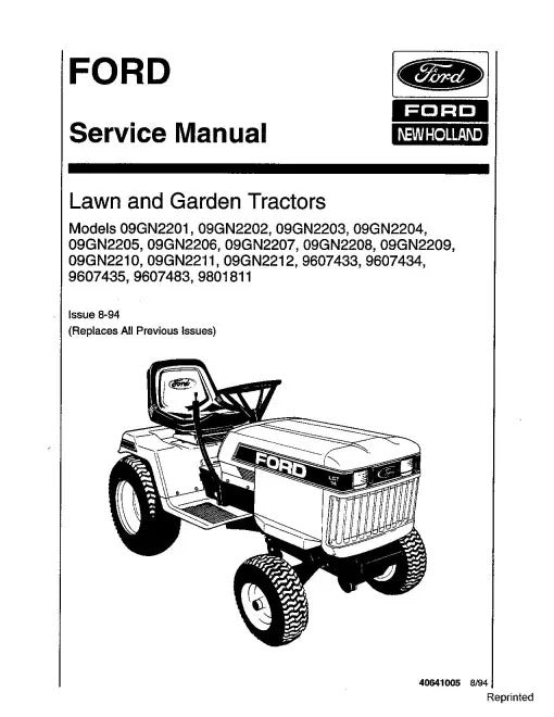 Ford LGT12, LGT12H, LGT14, LGT14H, LGT17, LGT18H Lawn Tractors Pdf Repair Service Manual (40641005-SE4363-1)