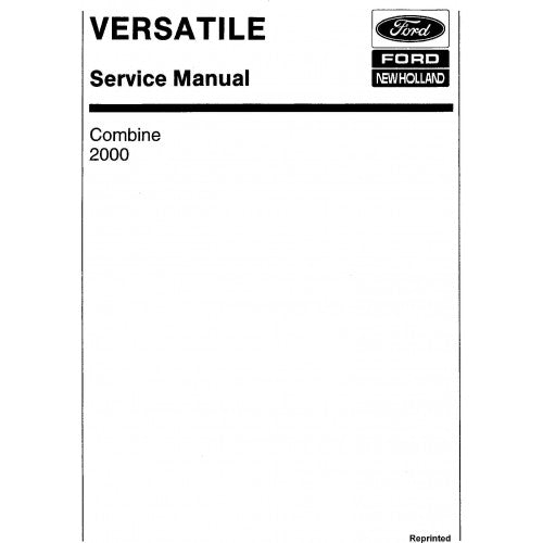 Ford New Holland 2000 Combine Versatile Pdf Repair Service Manual (p. Nb. 43200010)