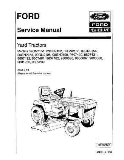 Ford YT12.5, YT14, YT16 H, YT18 H Lawn Tractors Pdf Repair Service Manual (40215110-SE4363-5B)