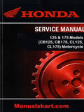 Honda 125 & 175 Models (CB125, CB175, CL125, CL175) Motorcycle Pdf Repair Service Manual 1971-1974
