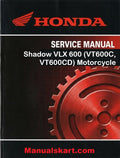 Honda Shadow VLX 600 (VT600C, VT600CD) Motorcycle Pdf Repair Service Manual 1988-1989, 1991-1996