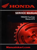 Honda TRX250 Fourtrax Recon ATV Pdf Repair Service Manual 1997-2001
