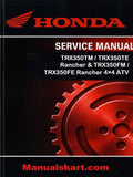 Honda TRX350TM / TRX350TE Rancher & Honda TRX350FM / TRX350FE Rancher 4×4 ATV Pdf Repair Service Manual 2000-2003