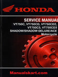 Honda VT750C, VT750CD, VT750CD2, VT750C3, VT750CD3 SHADOW/SHADOW DELUXE/ACE Motorcycle Pdf Repair Service Manual 1998-2003