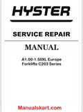 Hyster A1.00XL, A1.25XL, A1.50XL [Europe] C203 Series Electric Forklifts Repair Service Manual