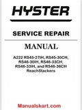 Hyster A222 RS45-27IH, RS45-30CH, RS46-30IH, RS46-33CH, RS46-33IH, and RS46-36CH ReachStackers Pdf Repair Service Manual