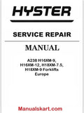 Hyster A238 H16XM-9, H16XM-12, H18XM-7.5, H18XM-9 Forklifts Europe Pdf Repair Service Manual