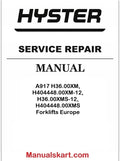 Hyster A917 H36.00XM, H404448.00XM-12, H36.00XMS-12, H404448.00XMS Forklifts Europe Pdf Repair Service Manual