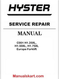 Hyster C001 H1.25XL, H1.50XL, H1.75XL Europe Forklift Pdf Repair Service Manual
